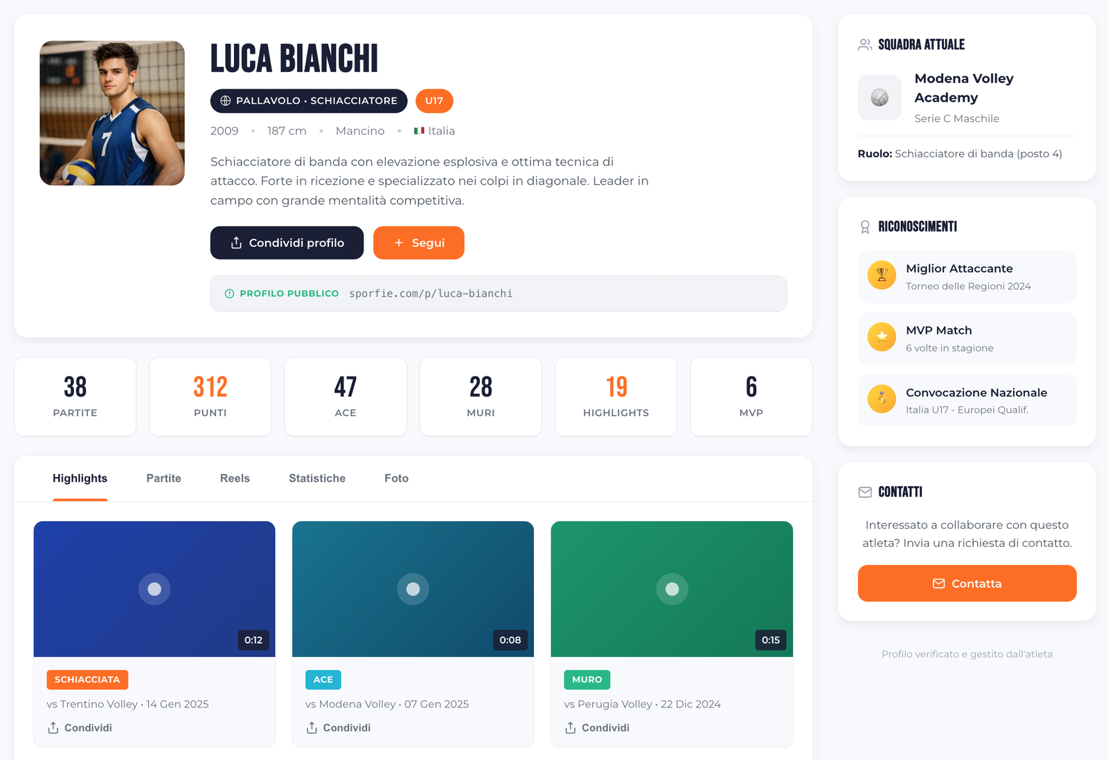 Profilo atleta